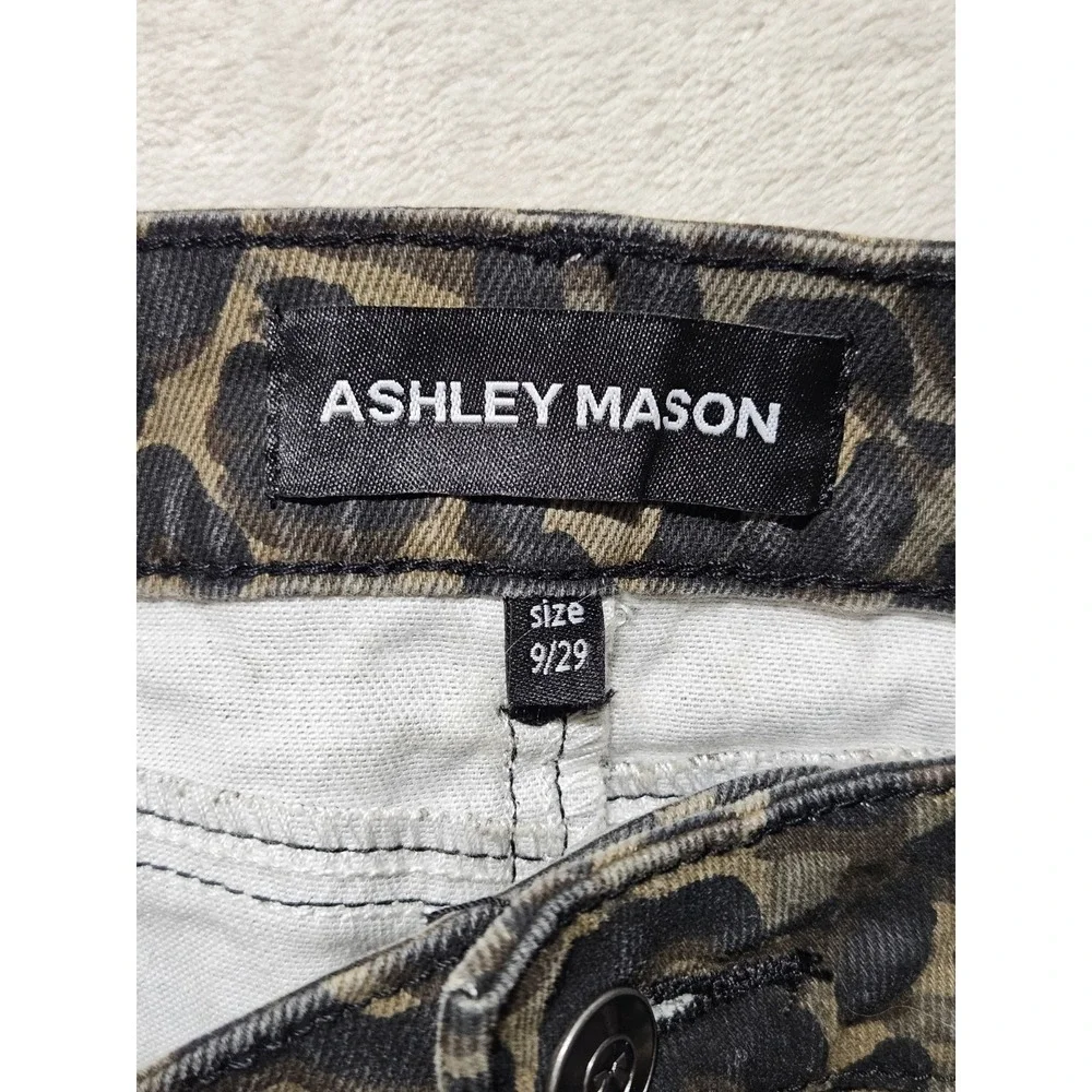 Leopard Print‎ Denim Mini Skirt Pink Bow Y2K Coquette Stretch Ashley Mason Sz 9